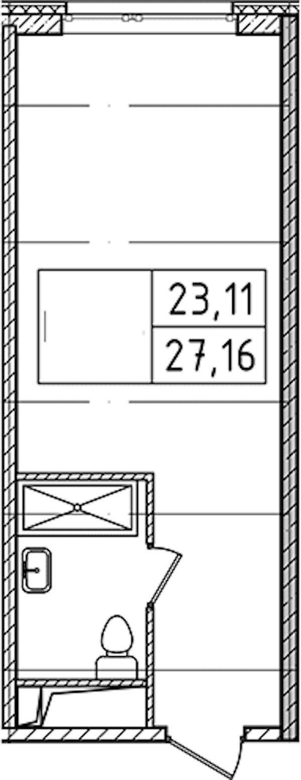 Квартира студия 27.16 м², 14/14 эт., Комплекс апартаментов «Ladozhsky Avenir»